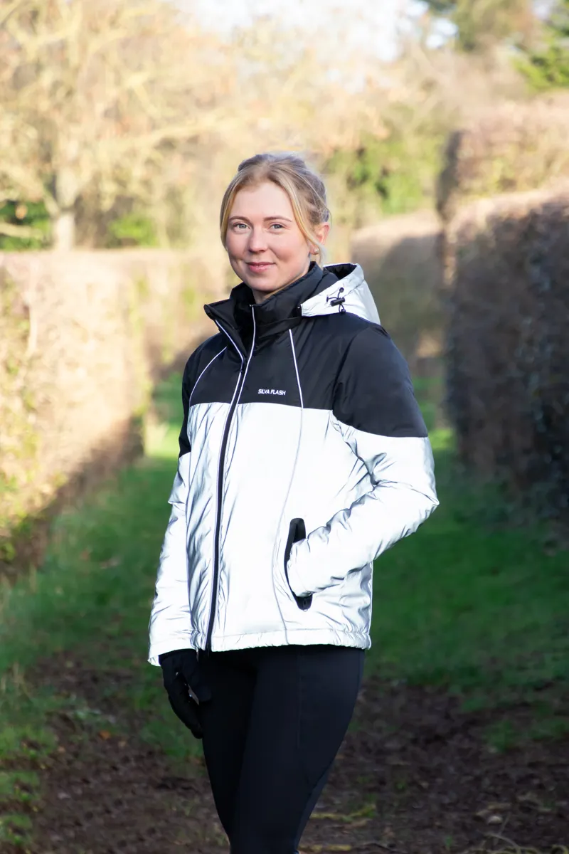 Hy Equestrian Silva Flash Waterproof Duo Padded Jacket - Black/Silver/Reflective 